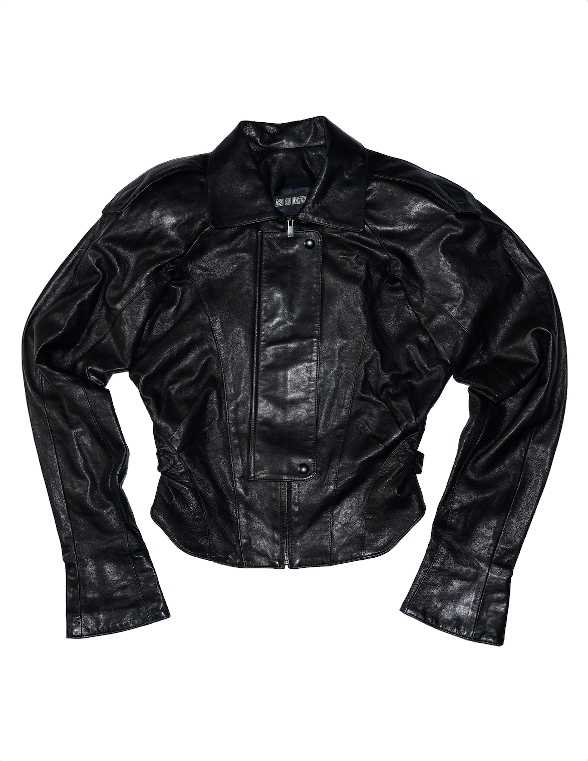 Black Leather Raglan Jacket